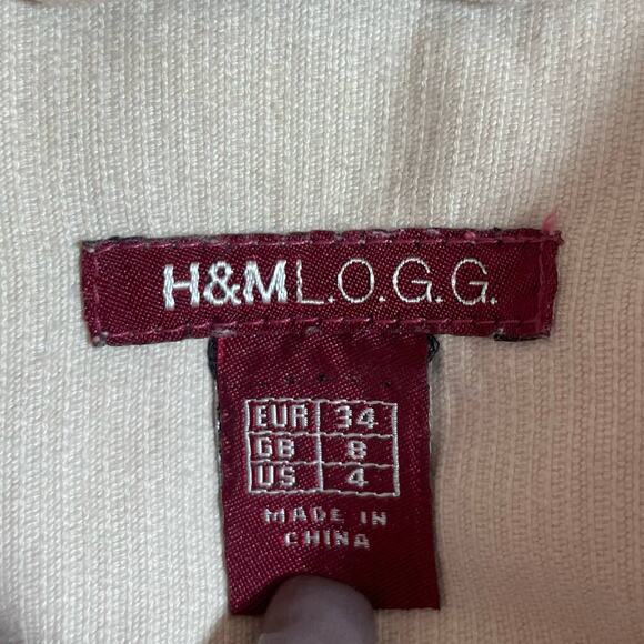 VTG Y2K H&M Corduroy Jacket Women 4 Cream Pockets Academia Preppy Blazer Retro - Picture 2 of 8